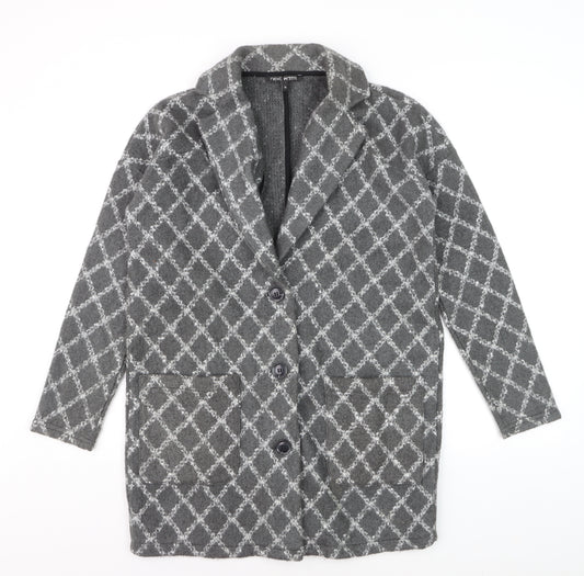 Next Petite Women’s Grey Check Long Cardigan Size 14