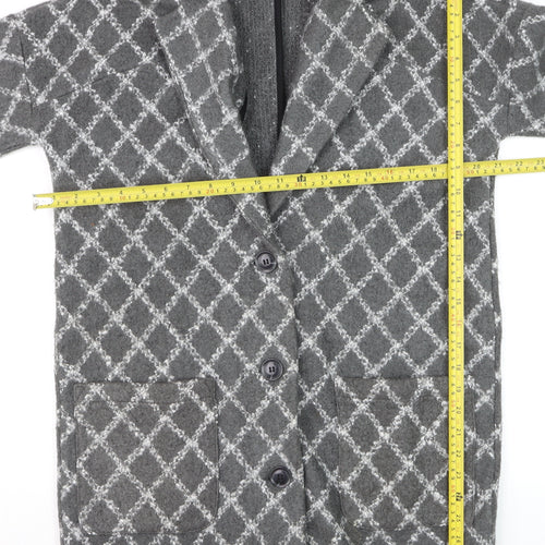 Next Petite Women’s Grey Check Long Cardigan Size 14