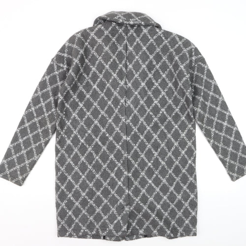Next Petite Women’s Grey Check Long Cardigan Size 14