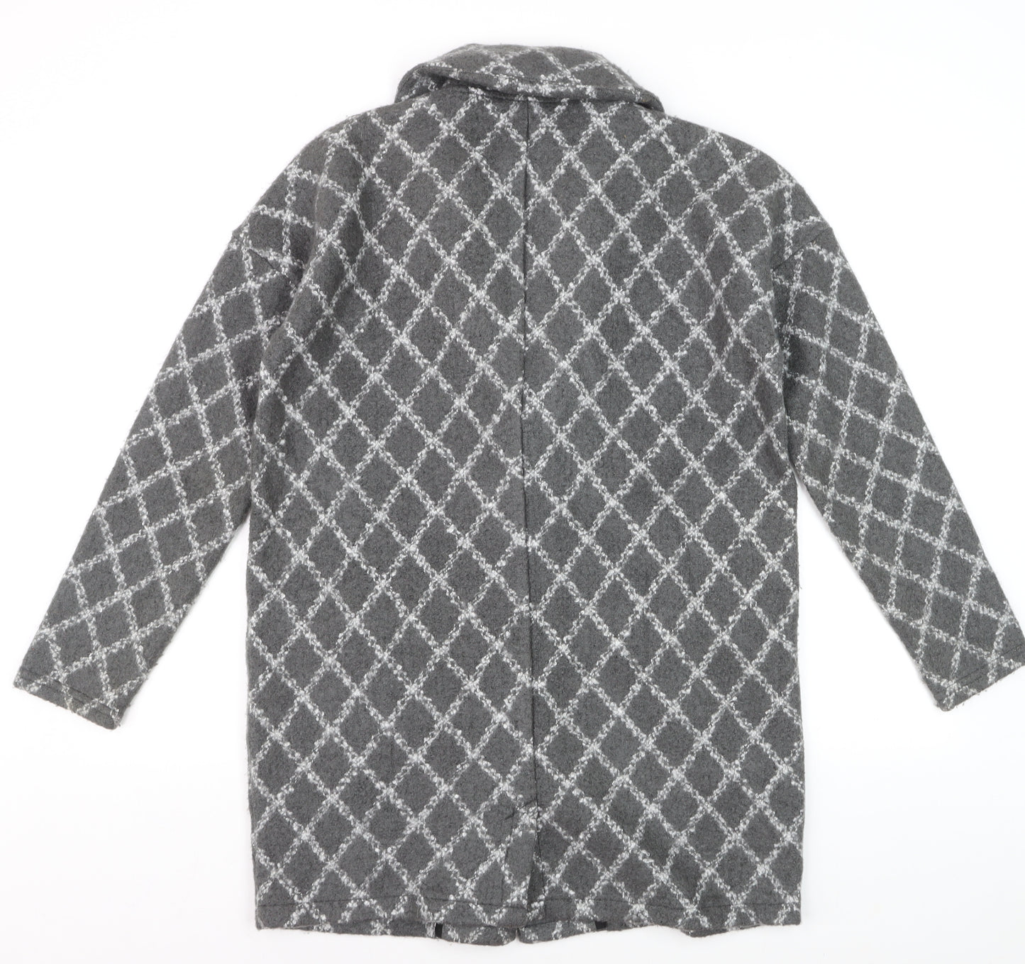 Next Petite Women’s Grey Check Long Cardigan Size 14