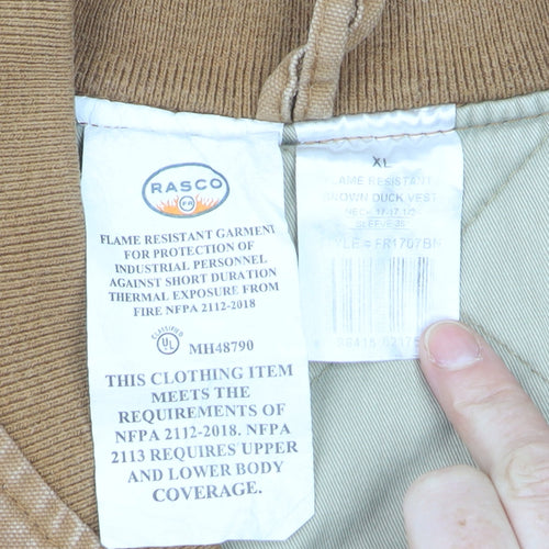 Rasco Men’s Brown Flame Resistant Work Waistcoat XL Cotton Canvas