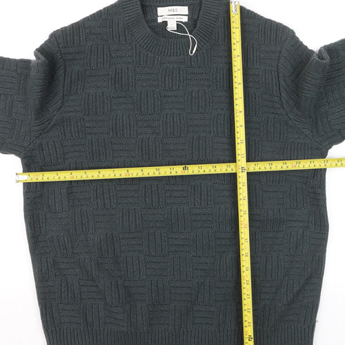Marks and Spencer Men’s Grey Lambswool Blend Crew Neck Jumper L