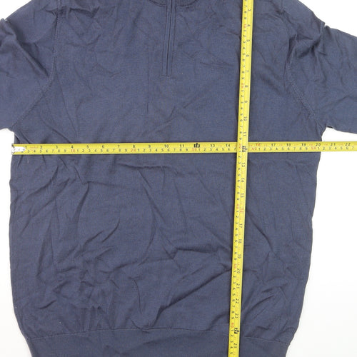 Marks and Spencer Autograph Men’s Blue Merino Wool 1/2 Zip Jumper L