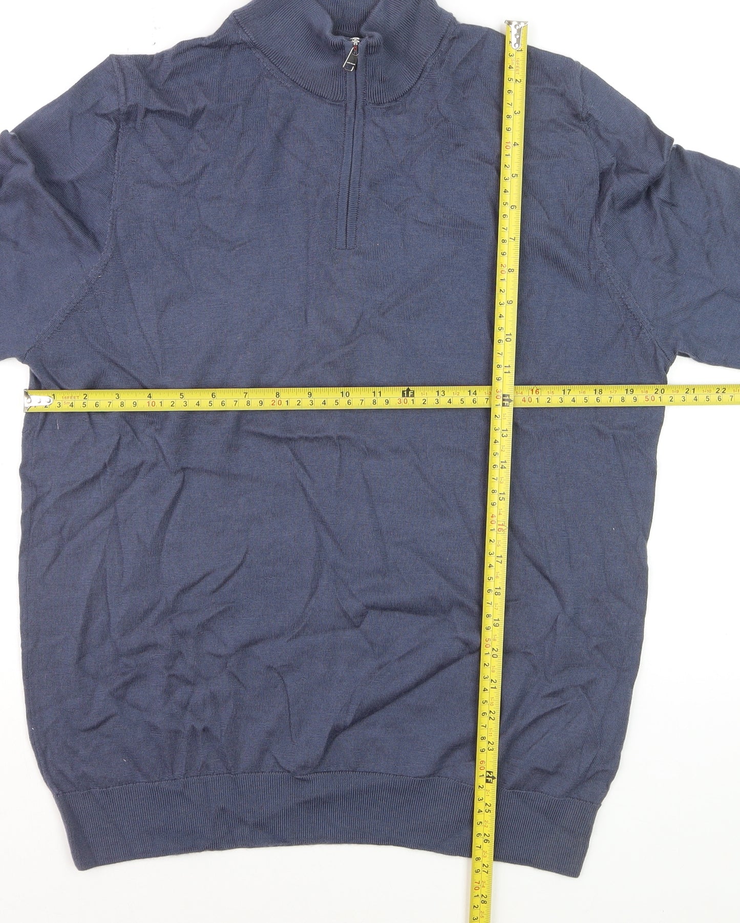 Marks and Spencer Autograph Men’s Blue Merino Wool 1/2 Zip Jumper L