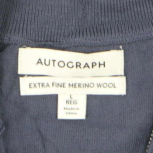 Marks and Spencer Autograph Men’s Blue Merino Wool 1/2 Zip Jumper L