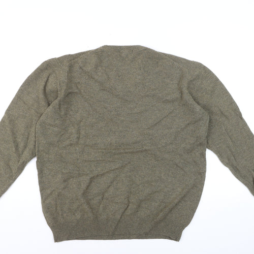 James Pringle Men's Green Wool V-Neck Jumper XXL Classic Knit