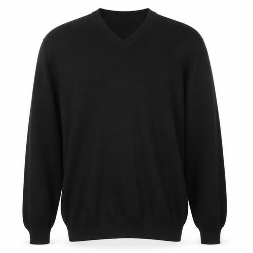 Garret Scott Men’s Black XL Merino Wool V-Neck Jumper