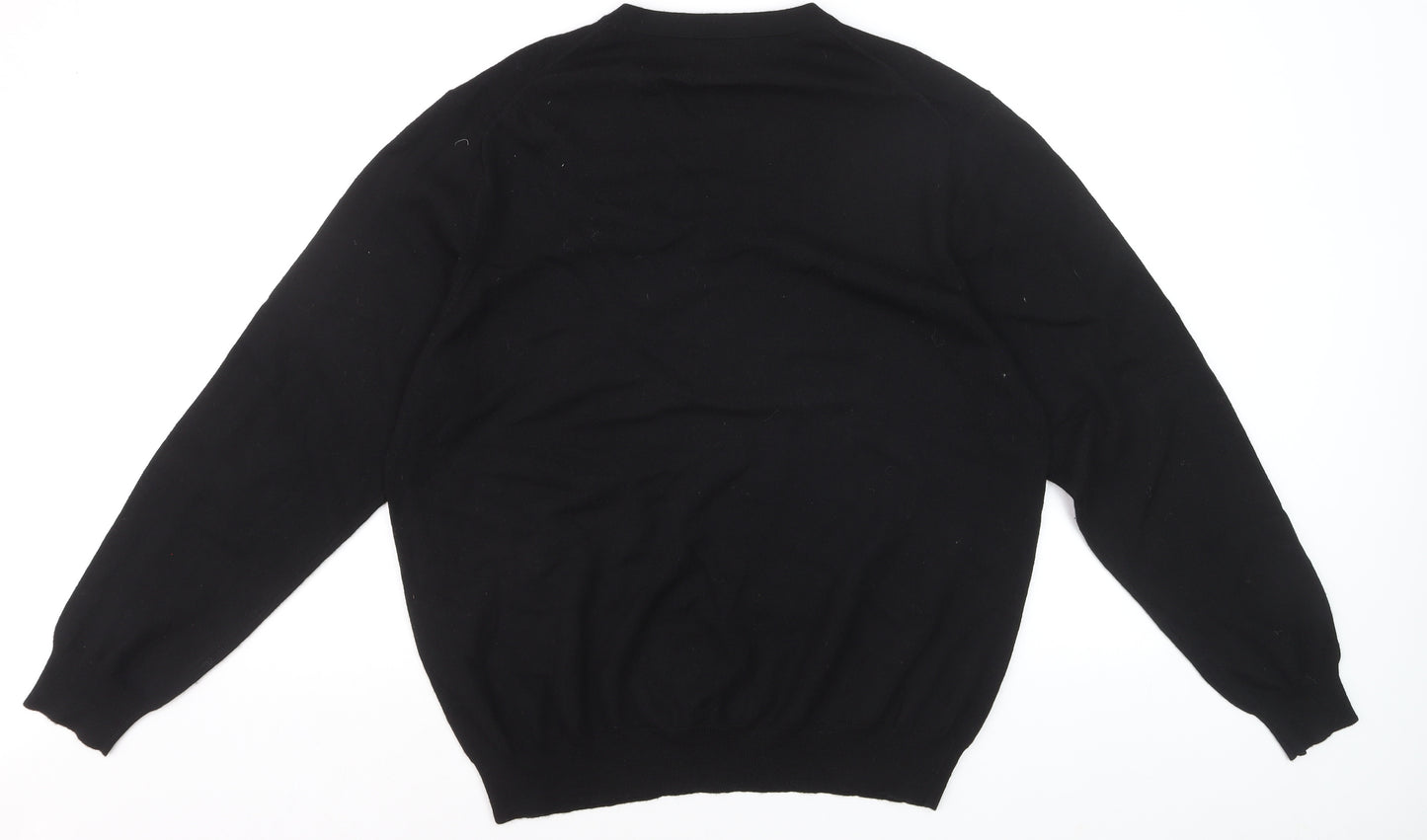 Garret Scott Men’s Black XL Merino Wool V-Neck Jumper