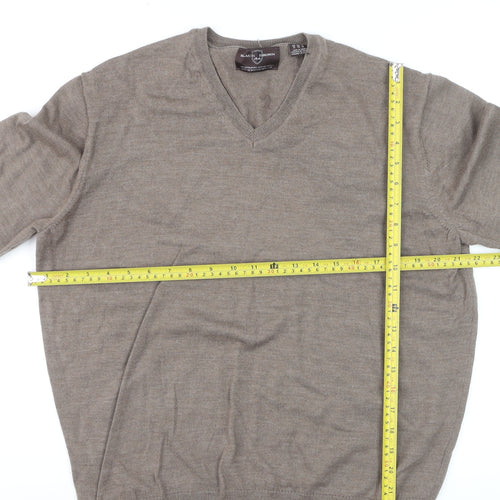 Black Brown 1826 Men's Beige V-Neck Merino Wool Pullover Jumper XL