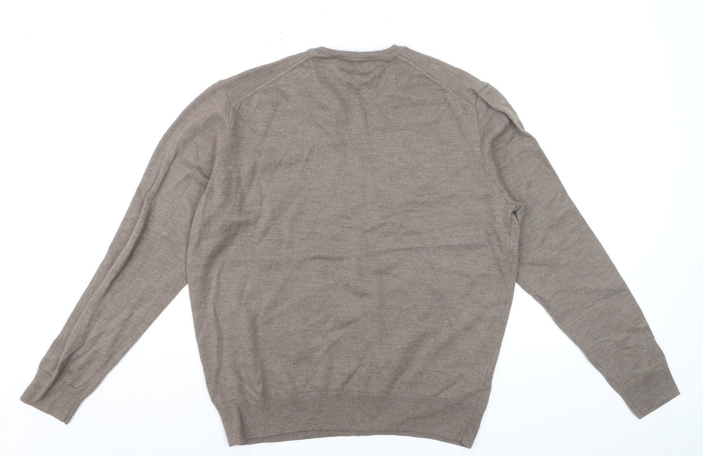 Black Brown 1826 Men's Beige V-Neck Merino Wool Pullover Jumper XL