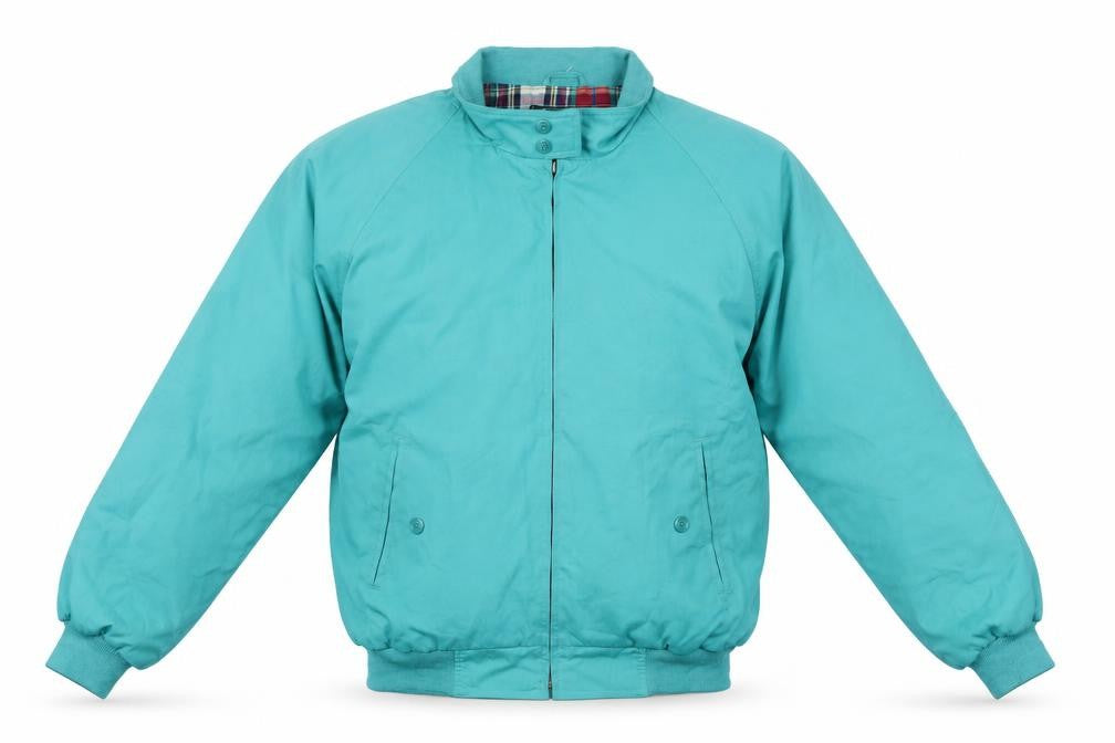 Front view of Eddie Bauer Men's Green Bomber Jacket L Classic Lined Cotton Blend