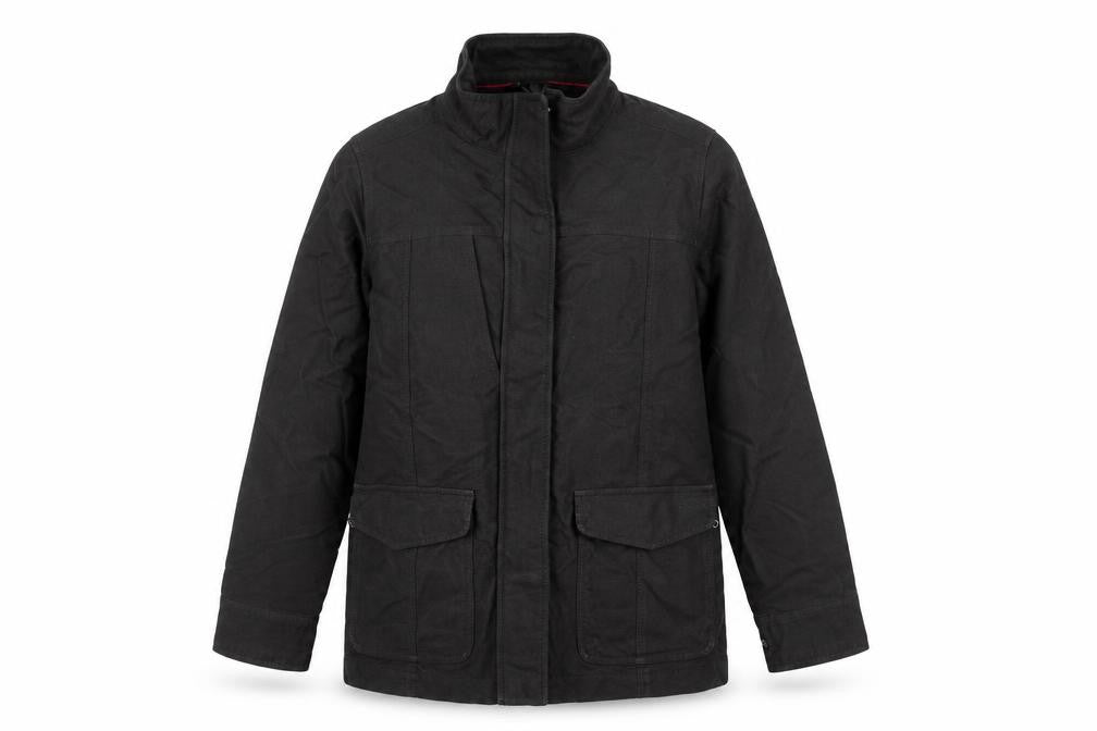 Front view of Rohan unisex adults black l assignment mid-length outdoor jacket