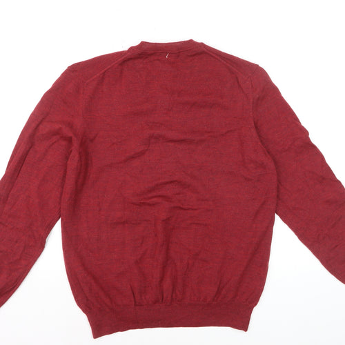 Black Brown 1826 Men’s Red Wool V-Neck Jumper Size L
