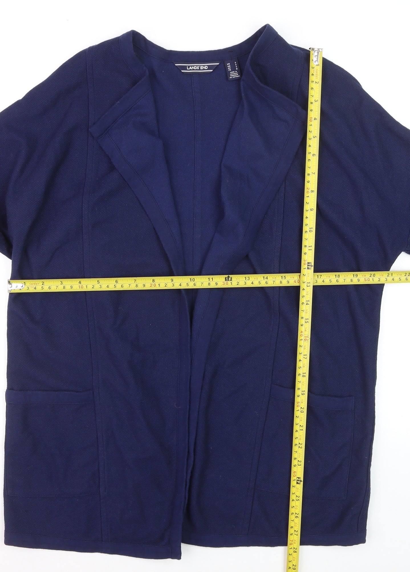 Lands' End Womens Blue Cotton Knit Cardigan Small