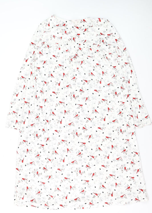 Secret Treasures Women's White Bird Print Fleece Nightshirt Size 10