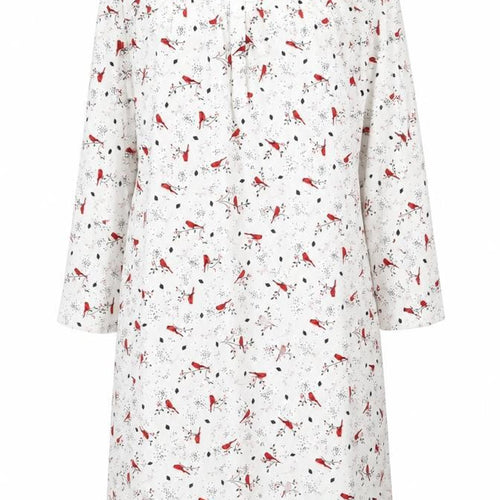 Secret Treasures Women's White Bird Print Fleece Nightshirt Size 10