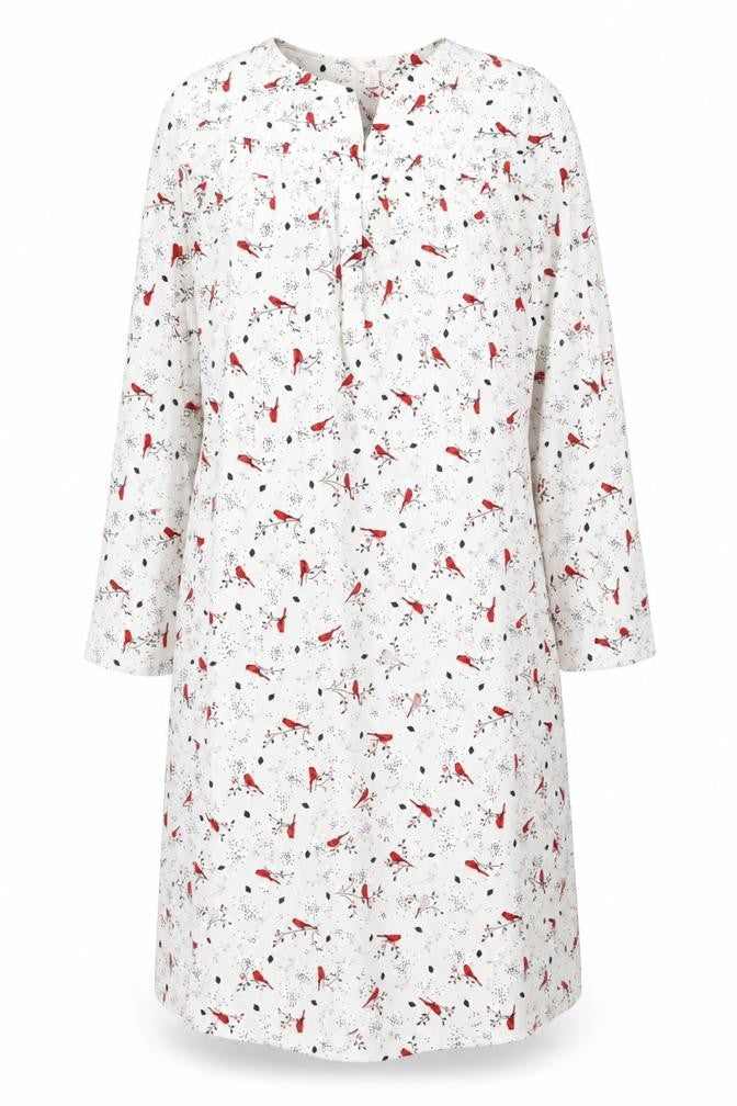 Secret Treasures Women's White Bird Print Fleece Nightshirt Size 10