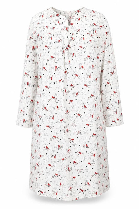 Secret Treasures Women's White Bird Print Fleece Nightshirt Size 10