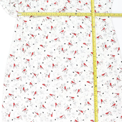 Secret Treasures Women's White Bird Print Fleece Nightshirt Size 10