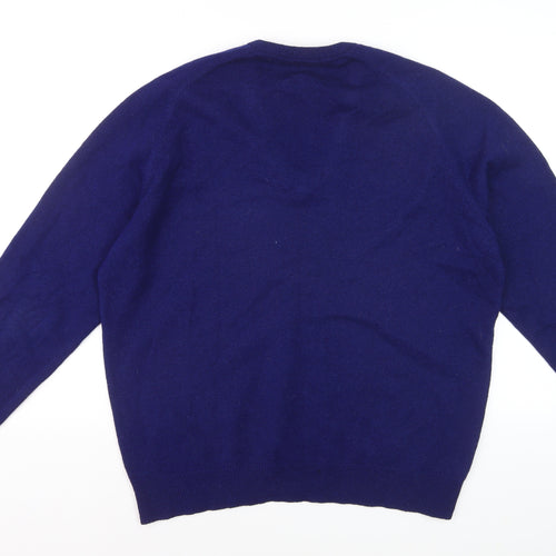 Lyle & Scott Men's Blue Wool V-Neck Jumper XL Classic Fit