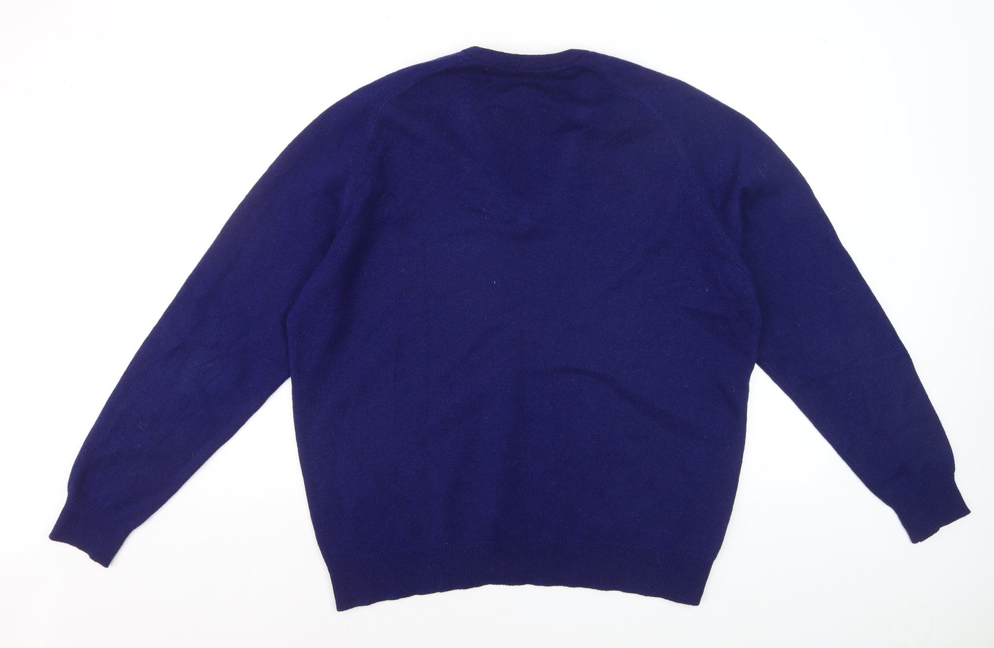 Lyle & Scott Men's Blue Wool V-Neck Jumper XL Classic Fit