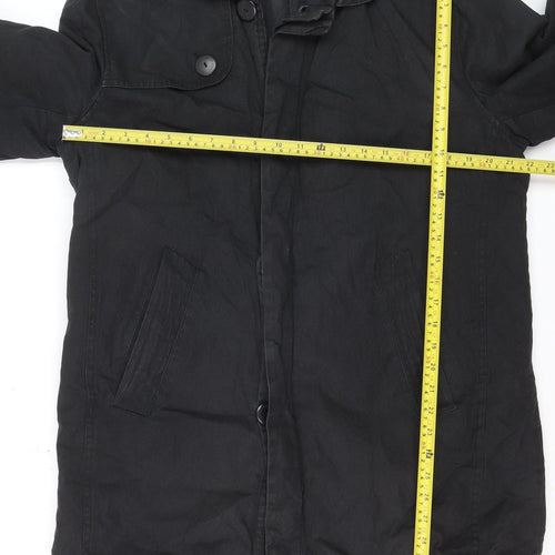 Calvin Klein Men's Black Cotton Mid-Length Overcoat L