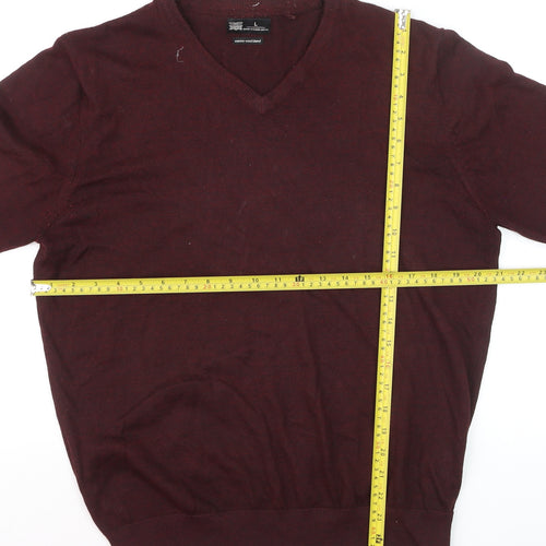 Rivers Men’s Red Merino Wool Blend V-Neck Jumper Size L