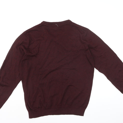 Rivers Men’s Red Merino Wool Blend V-Neck Jumper Size L