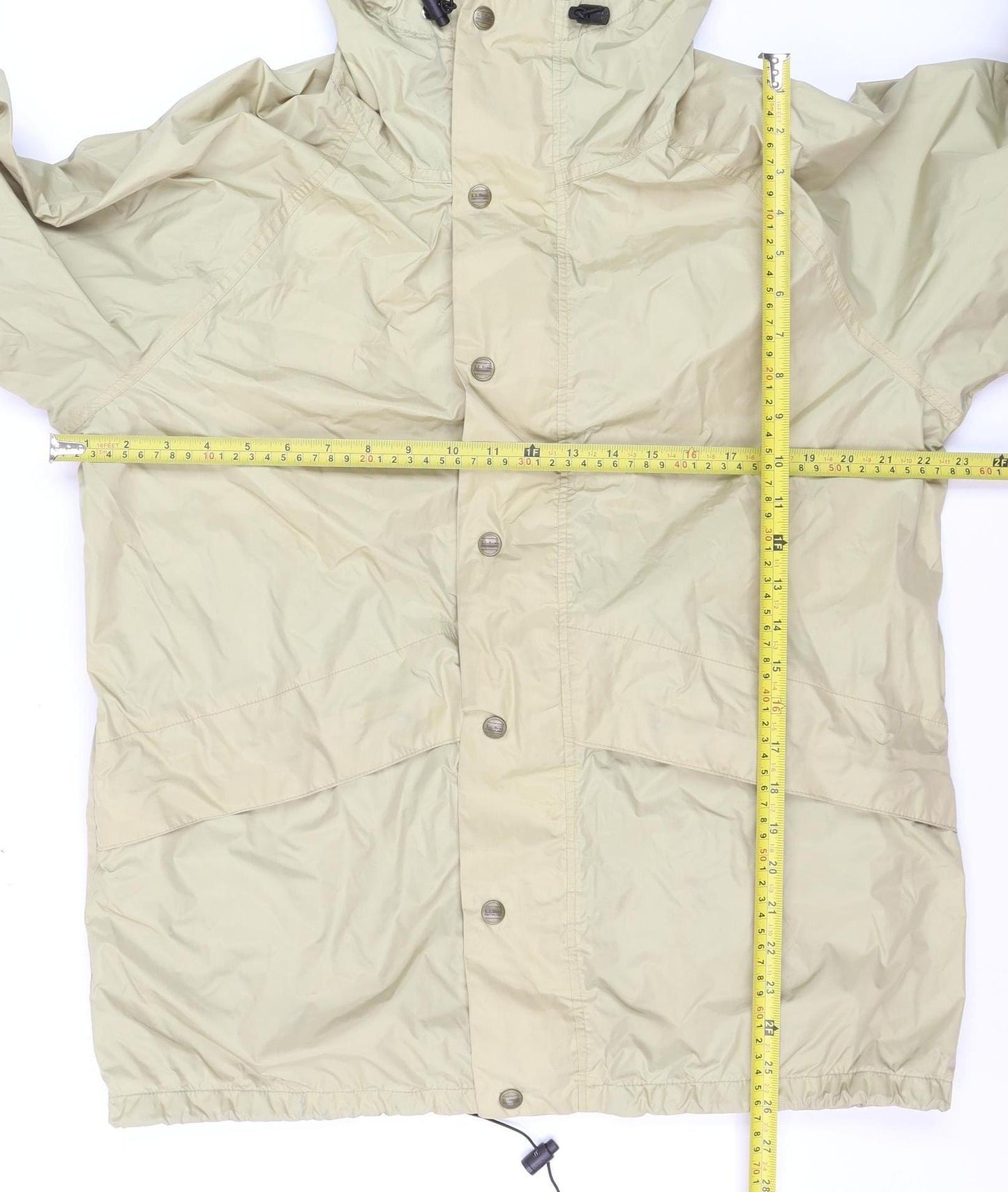 L.L. Bean Men's Beige M Gore-Tex Hooded Waterproof Rain Jacket