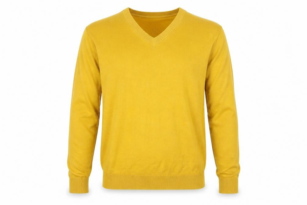 Hart Schaffner Marx Men's Yellow Merino Wool V-Neck Jumper M