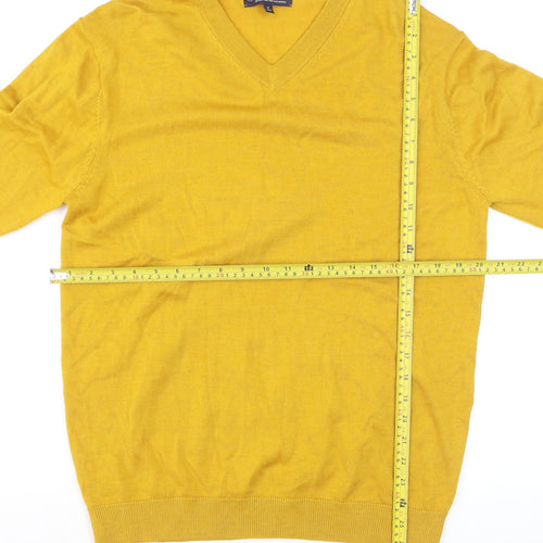 Hart Schaffner Marx Men's Yellow Merino Wool V-Neck Jumper M