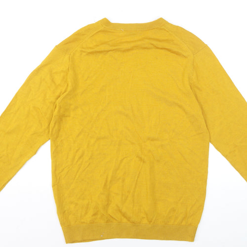 Hart Schaffner Marx Men's Yellow Merino Wool V-Neck Jumper M
