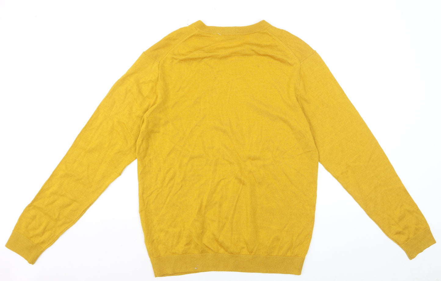 Hart Schaffner Marx Men's Yellow Merino Wool V-Neck Jumper M