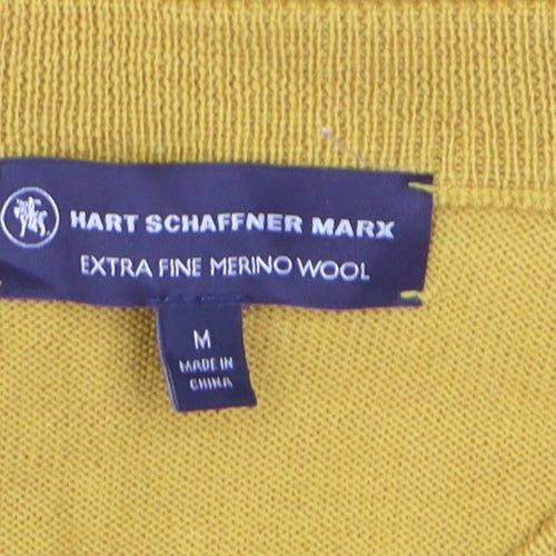 Hart Schaffner Marx Men's Yellow Merino Wool V-Neck Jumper M