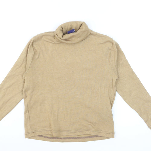 Beyond Retro Women's Beige Roll Neck Knit Jumper Size S Classic Style
