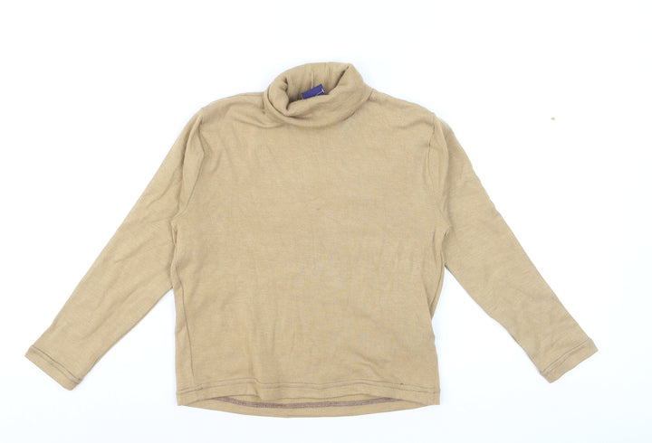 Beyond Retro Women's Beige Roll Neck Knit Jumper Size S Classic Style