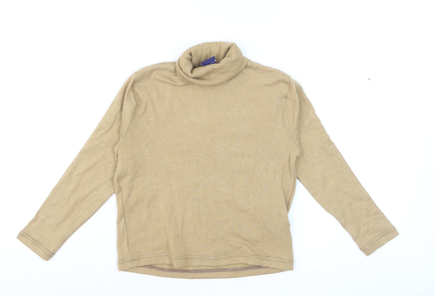 Beyond Retro Women's Beige Roll Neck Knit Jumper Size S Classic Style