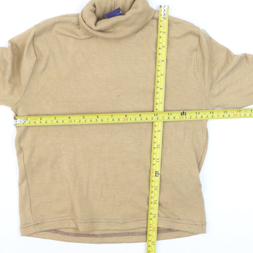 Beyond Retro Women's Beige Roll Neck Knit Jumper Size S Classic Style