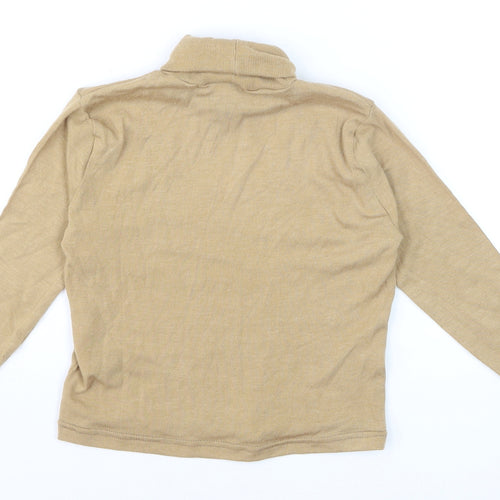 Beyond Retro Women's Beige Roll Neck Knit Jumper Size S Classic Style