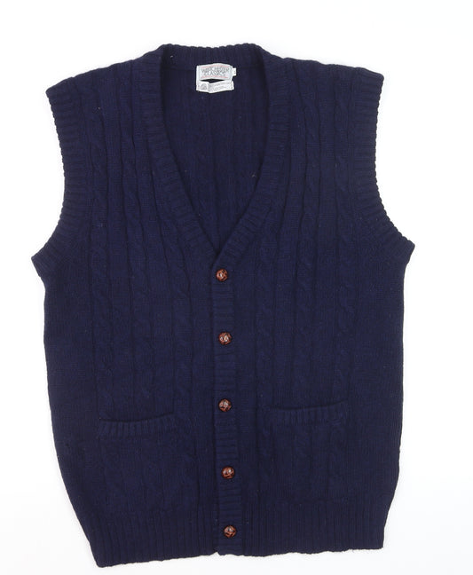 Westchester Classics Men's Blue Wool Cable-Knit Sleeveless Vest XL
