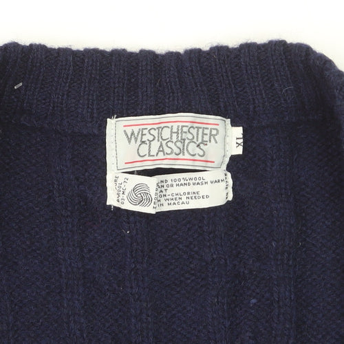 Westchester Classics Men's Blue Wool Cable-Knit Sleeveless Vest XL