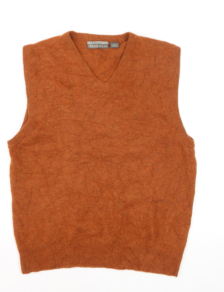Structure Urban Wear Men's Brown Lambswool V-Neck Vest L