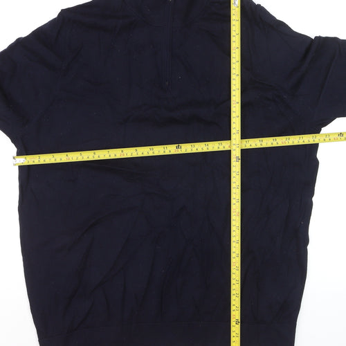 Marks and Spencer Autograph Mens Blue 2XL Merino Wool 1/2 Zip Jumper