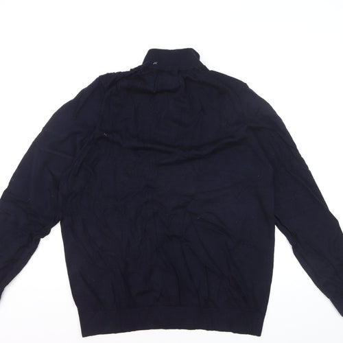 Marks and Spencer Autograph Mens Blue 2XL Merino Wool 1/2 Zip Jumper