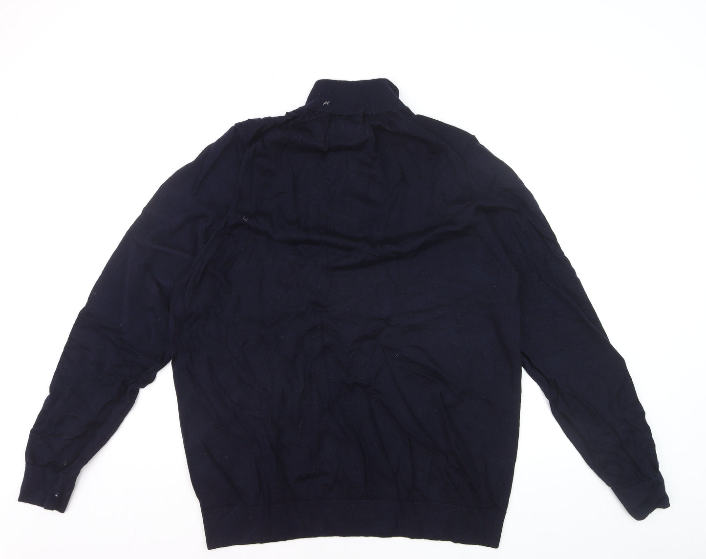 Marks and Spencer Autograph Mens Blue 2XL Merino Wool 1/2 Zip Jumper