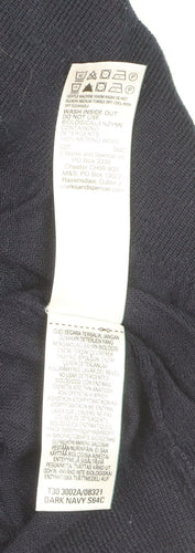 Marks and Spencer Autograph Mens Blue 2XL Merino Wool 1/2 Zip Jumper