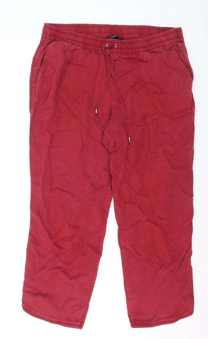 Lands' End Womens Red Lyocell Capri Trousers Size 16