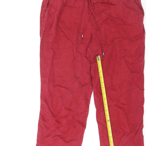 Lands' End Womens Red Lyocell Capri Trousers Size 16