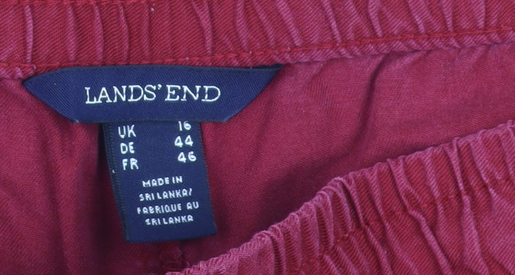 Lands' End Womens Red Lyocell Capri Trousers Size 16