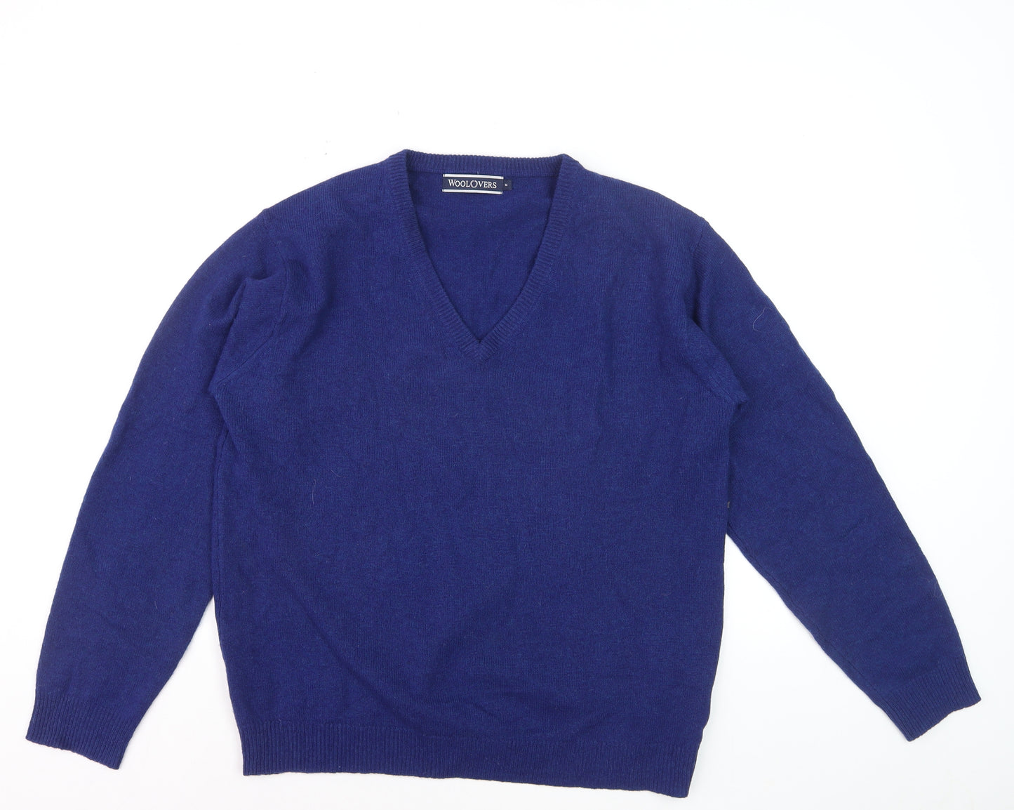 Woolovers Men's Blue Wool V-Neck Pullover Jumper M